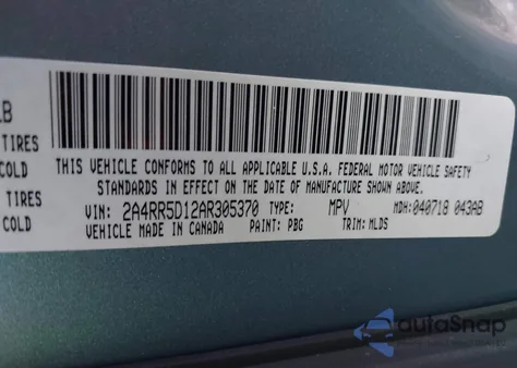 2010 Chrysler Town & Country Touring из США, поврежденный, VIN 2A4RR5D12AR305370